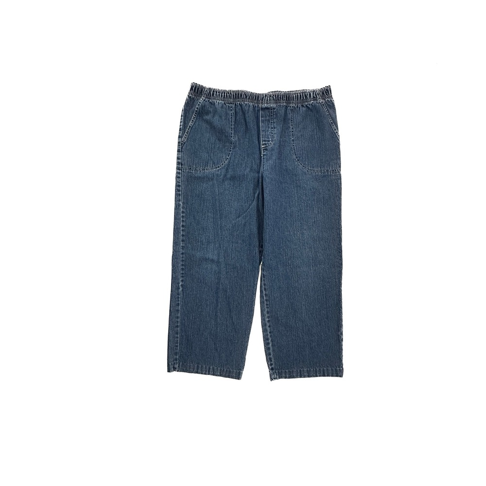 White Stag Pull On Straight Leg‎ Women's size 14P Dark Wash Blue Denim Jeans